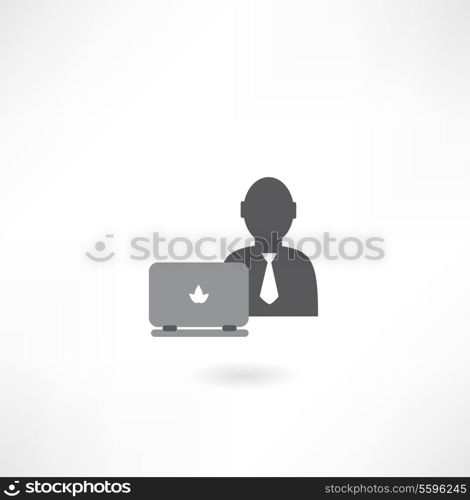 man with laptop icon