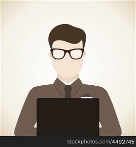 Man with laptop. Vector illustration