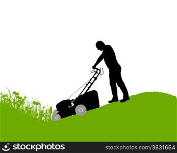 Man with lawn-mower