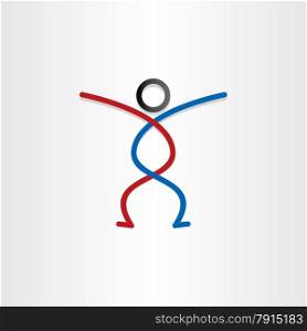 man with lines design element symbol gym blue red body dance jump comic