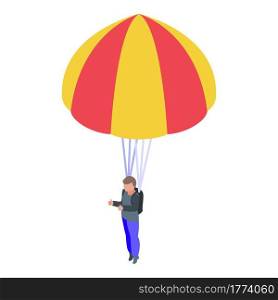 Man with parachute icon. Isometric of Man with parachute vector icon for web design isolated on white background. Man with parachute icon, isometric style