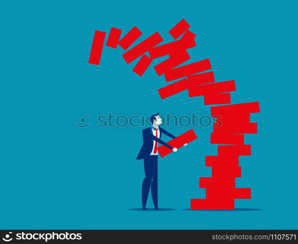 Man with planning risk and strategy in business. Conceut business vector illustration.