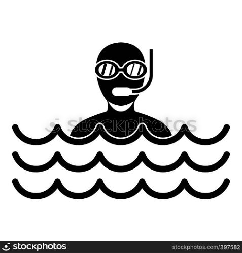 Man with scuba icon. Simple illustration of man with scuba vector icon for web. Man with scuba icon, simple style