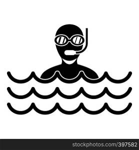 Man with scuba icon. Simple illustration of man with scuba vector icon for web. Man with scuba icon, simple style