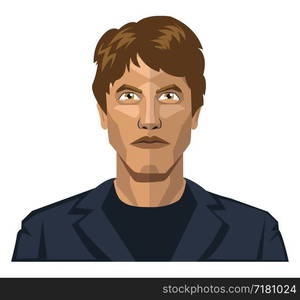 Man with short brown hair illustration vector on white background