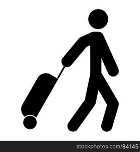 Man with suitcase icon .