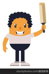 Man with sword, illustration, vector on white background.
