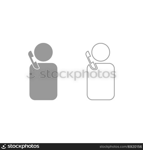 Man with telephone icon. Grey set .. Man with telephone icon. It is grey set .