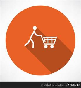 man with trolley icon. Flat modern style vector illustration