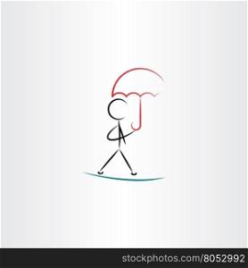man with umbrella walking vector illustration