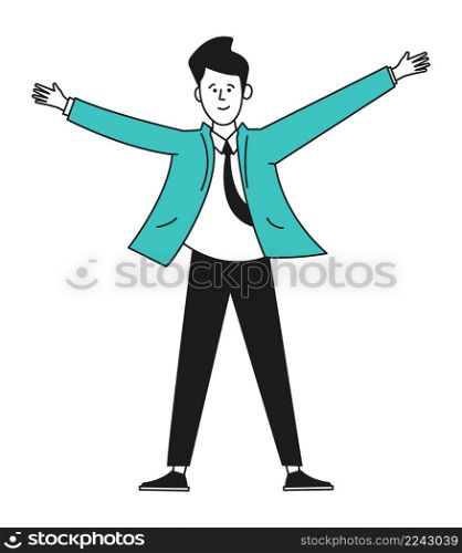 Man with widely open arms. Happy gesture. Success symbol isolated on white background. Man with widely open arms. Happy gesture. Success symbol