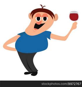 Man with wine, illustration, vector on white background