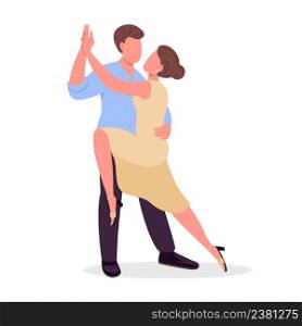 Man with woman practicing latin dance class semi flat color vector characters. Full body people on white. Active hobby simple cartoon style illustration for web graphic design and animation. Man with woman practicing latin dance class semi flat color vector characters