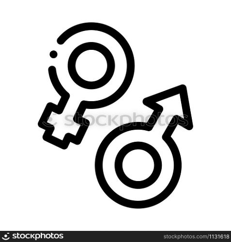 Man Woman Symbols Icon Vector. Outline Man Woman Symbols Sign. Isolated Contour Symbol Illustration. Man Woman Symbols Icon Vector Outline Illustration