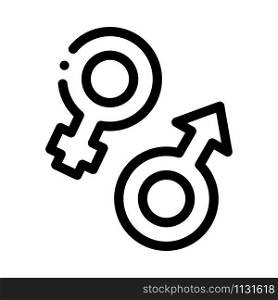Man Woman Symbols Icon Vector. Outline Man Woman Symbols Sign. Isolated Contour Symbol Illustration. Man Woman Symbols Icon Vector Outline Illustration