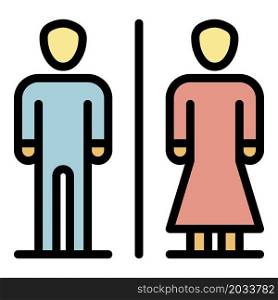 Man woman toilet icon. Outline man woman toilet vector icon color flat isolated. Man woman toilet icon color outline vector