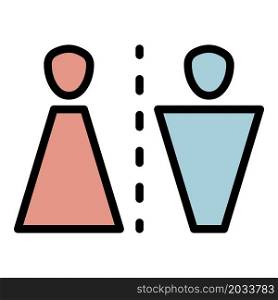 Man woman toilet sign icon. Outline man woman toilet sign vector icon color flat isolated. Man woman toilet sign icon color outline vector