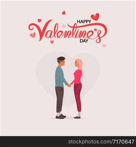 Man & Women.Boy,girl,gentleman,lady,male & female icon.Romantic couple with hearts shape.Happy Valentines Day 14 February illustration.Romantic happy loving couple.Valentine&rsquo;s Day, love & relationships.Happy Valentines Day vector illustration.