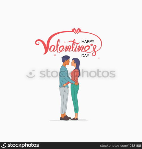 Man & Women icon.Romantic couple with hearts shape.Happy Valentines Day 14 February illustration.Romantic happy loving couple.Valentine&rsquo;s Day, love & relationships.Happy Valentines Day vector illustration.