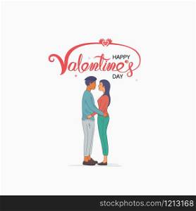 Man & Women icon.Romantic couple with hearts shape.Happy Valentines Day 14 February illustration.Romantic happy loving couple.Valentine&rsquo;s Day, love & relationships.Happy Valentines Day vector illustration.
