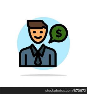 Man, Work, Job, Dollar Abstract Circle Background Flat color Icon