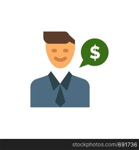 Man, Work, Job, Dollar Flat Color Icon. Vector icon banner Template