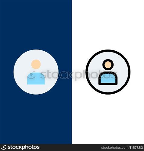 Man, Worker, Basic, Ui Icons. Flat and Line Filled Icon Set Vector Blue Background