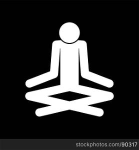 Man yoga stick white color icon .. Man yoga stick it is white color icon .