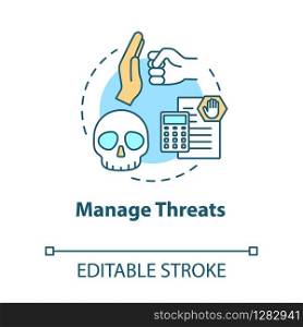 Manage threats concept icon. Self-building and development. Handling crisis. Avoid fraud. Achieve goals idea thin line illustration. Vector isolated outline RGB color drawing. Editable stroke