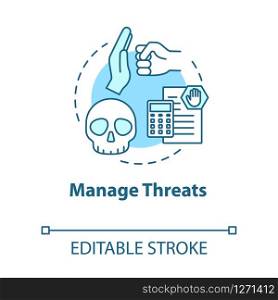 Manage threats concept icon. Self-building and development. Handling crisis. System malware. Achieve goals idea thin line illustration. Vector isolated outline RGB color drawing. Editable stroke