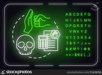 Manage threats neon light concept icon. Self-building and development. Technology issue idea. Outer glowing sign with alphabet, numbers and symbols. Vector isolated RGB color illustration