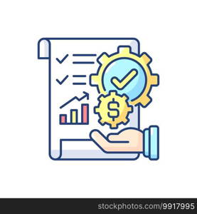 Management accounting RGB color icon. Process of preparing reports about business operations that help managers make decisions. Isolated vector illustration. Management accounting RGB color icon