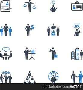 Management and human resource icons - blue series vector image