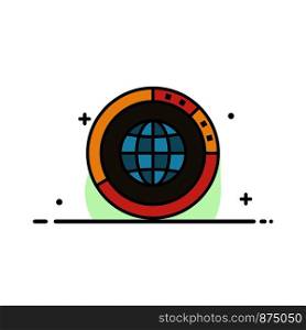 Management, Data, Global, Globe, Resources, Statistics, World Business Flat Line Filled Icon Vector Banner Template