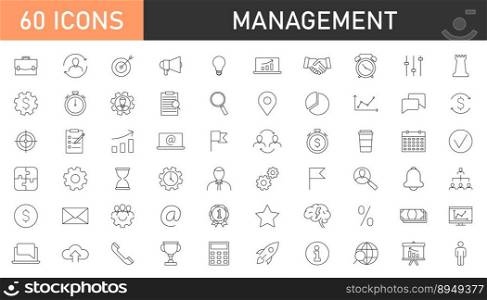 Management editable stroke icon collection. Management and Business thin line icons set.. Management editable stroke icon collection.