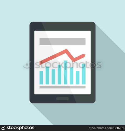 Management graph on tablet icon. Flat illustration of management graph on tablet vector icon for web design. Management graph on tablet icon, flat style