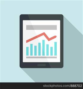 Management graph on tablet icon. Flat illustration of management graph on tablet vector icon for web design. Management graph on tablet icon, flat style