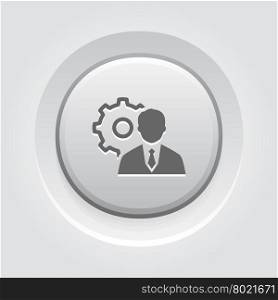 Management Icon. Business Concept. Management Icon. Business Concept. Grey Button Design