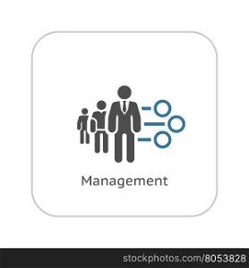 Management Icon. Flat Design.. Management Icon. Business Concept. A Three man with Round Checkboxes. Flat Design. Isolated Illustration. App Symbol or UI element.