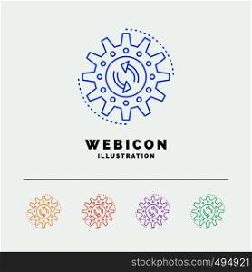 management, process, production, task, work 5 Color Line Web Icon Template isolated on white. Vector illustration. Vector EPS10 Abstract Template background