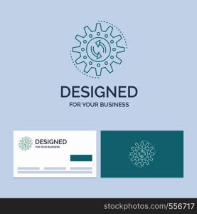 management, process, production, task, work Business Logo Line Icon Symbol for your business. Turquoise Business Cards with Brand logo template. Vector EPS10 Abstract Template background