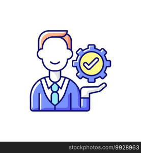 Management RGB color icon. Organization goals accomplishment. Forward planning and strategies. Problem solving and decision-making. Organizational awareness. Isolated vector illustration. Management RGB color icon