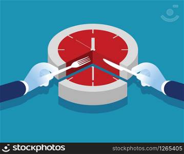 Manager and time slice. Concept business vector illustration. Flat character style.