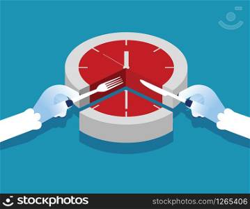 Manager and time slice. Concept business vector illustration. Flat character style.