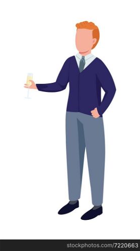 Manager at office party semi flat color vector character. Standing figure. Full body person on white. Christmas party isolated modern cartoon style illustration for graphic design and animation. Manager at office party semi flat color vector character