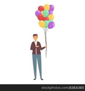 Manager balloon seller icon cartoon vector. Street man. Happy selling. Manager balloon seller icon cartoon vector. Street man