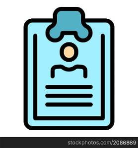 Manager clipboard icon. Outline manager clipboard vector icon color flat isolated. Manager clipboard icon color outline vector