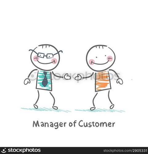 Manager Customer greets with the client