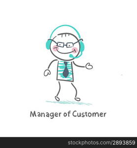Manager Customer Manager with to headphones