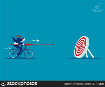 Manager determination and target. Concept business vector illustration, Ride a bicycle, Marketing, Successful.. Manager determination and target. Concept business vector illustration, Ride a bicycle, Marketing, Successful.